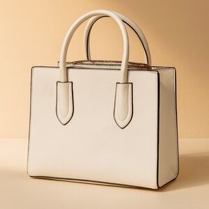 Women Crossbody Tote Bag PU Leather Tote Top Handle Satchel Shoulder Bag, White